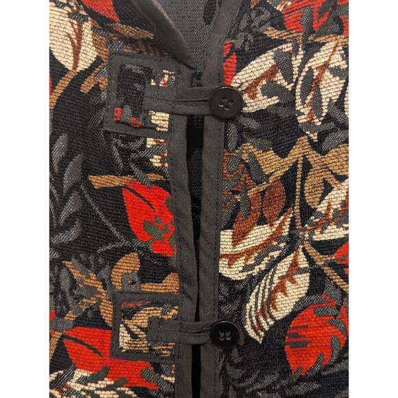 Coldwater Creek Women’s Fall Floral Corduroy Vest Size XL Button Front Black Red - Picture 3 of 6